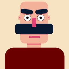 Simple bald man with mustache