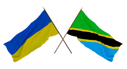 Background for designers, illustrators. National Independence Day. Flags of Ukraine and Tanzania