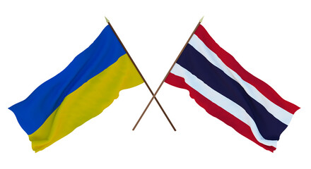 Background for designers, illustrators. National Independence Day. Flags of Ukraine and Thailand