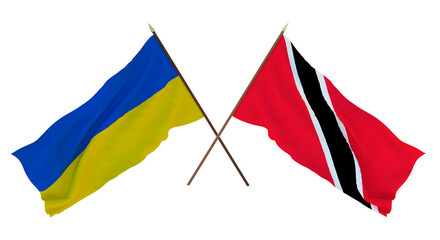 Background for designers, illustrators. National Independence Day. Flags of Ukraine and Trinidad and Tobago