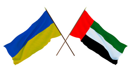 Background for designers, illustrators. National Independence Day. Flags of Ukraine and United Arab Emirates