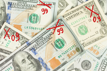 Fototapeta na wymiar US dollar banknotes, inflation concept