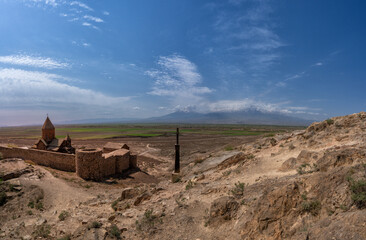 The ancient Armenian monastery Khor Virap near Mount Ararat.
