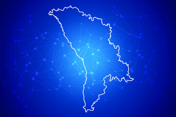 Moldova Map  Technology with network connection background
