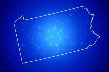 PENNSYLVANIA Map Technology with network connection background