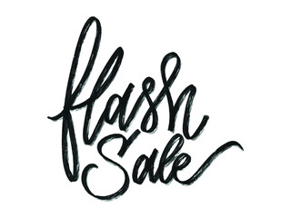 Flash sale. Hand written lettering isolated on white background.Vector template for poster, social network, banner, cards.
