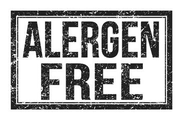 ALERGEN FREE, words on black rectangle stamp sign