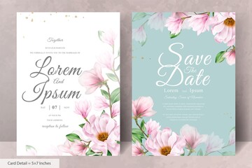 Elegant Magnolia Arrangement Flower Wedding Invitation Card Template