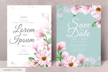 Elegant Magnolia Arrangement Flower Wedding Invitation Card Template