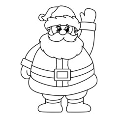 Cute santa claus cartoon coloring page illustration vector. For kids coloring book.