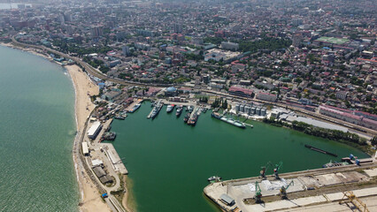 Obraz premium Makhachkala, beach, port and city center