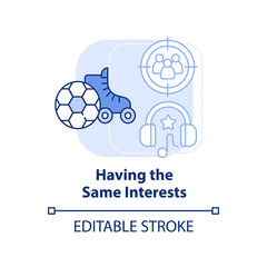 Fototapeta premium Having same interests light blue concept icon. Peer influence on teenage behavior abstract idea thin line illustration. Isolated outline drawing. Editable stroke. Arial, Myriad Pro-Bold fonts used