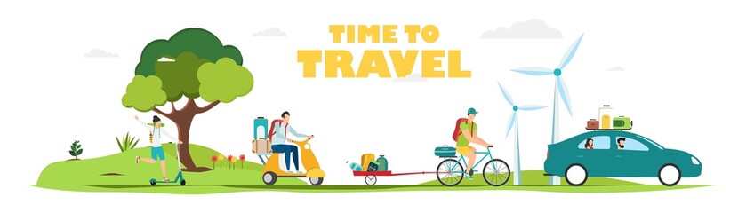 Travel. Summer rest. Family travel. Vacation with friends. Vector illustration.