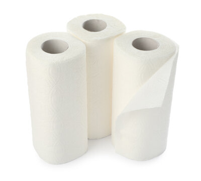 Rolls of paper towels isolated on white