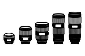 Fototapeta Different Vector Camera Lenses silhouette obraz