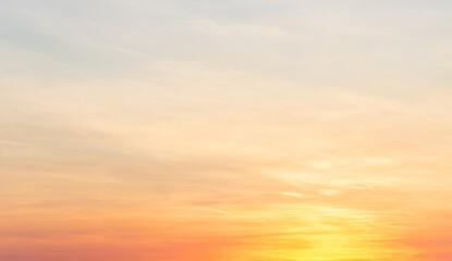 Fototapeta Orange, yellow bright sunrise sky clouds in the morning background  obraz