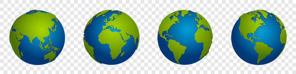 3d realistic Earth globe collection. Earth map. World map realistic. Vector illustration
