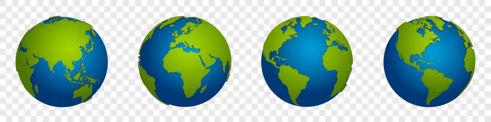 Fotobehang 3d realistic Earth globe collection. Earth map. World map realistic. Vector illustration © smile3377