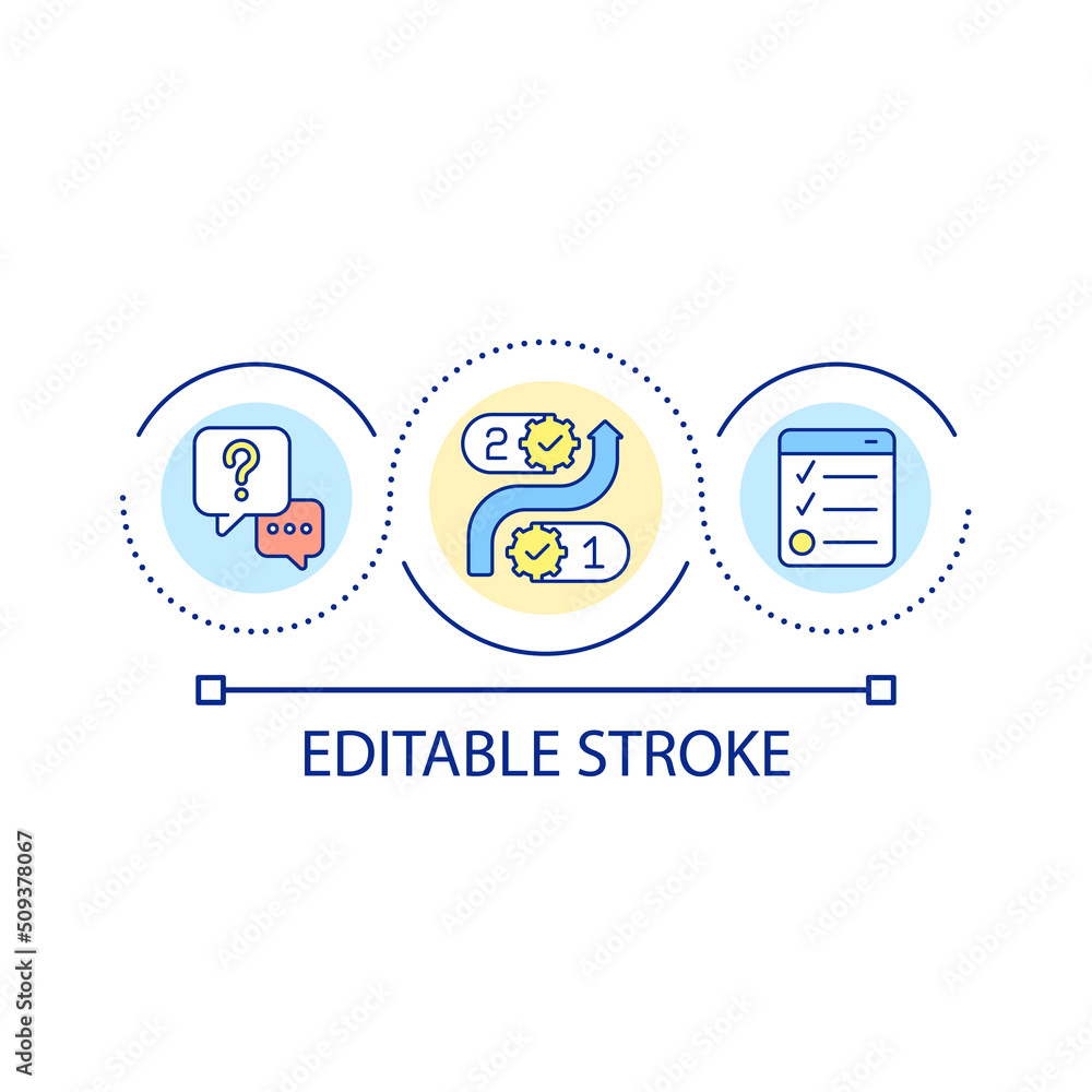 Poster strategic planning process loop concept icon. company mission abstract idea thin line illustration. 