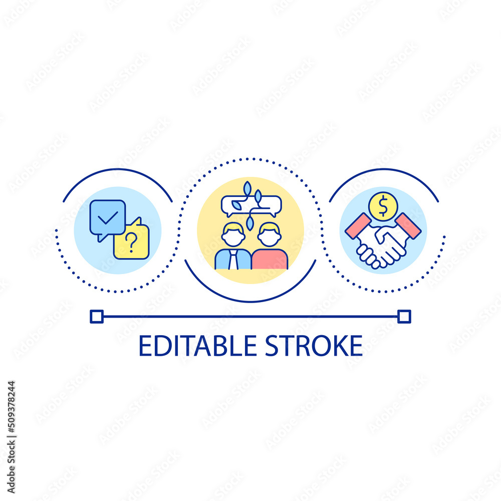 Poster achieving effective communication loop concept icon. collaborative environment abstract idea thin li