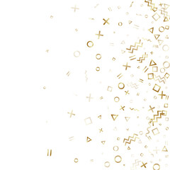 Memphis style geometric confetti background with triangle, circle, square, zigzag and wavy line