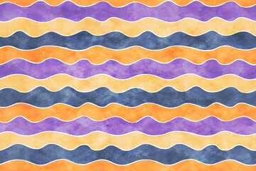 Wavy seamless pattern with watercolor texture