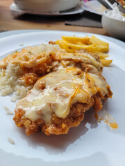 Beef Parmigiana with Rice and Rustic Potatoes