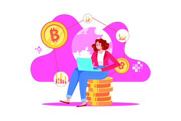 Blockchain System Illustration concept. Flat illustration isolated on white background