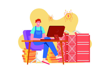 Blockchain System Illustration concept. Flat illustration isolated on white background