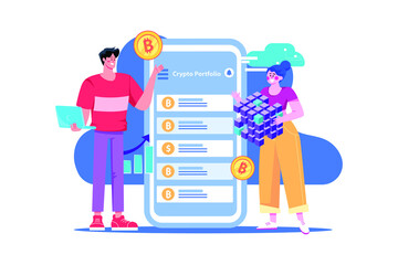 Blockchain System Illustration concept. Flat illustration isolated on white background