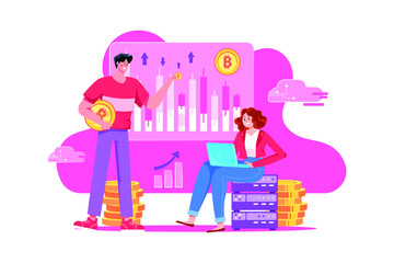 Blockchain System Illustration concept. Flat illustration isolated on white background