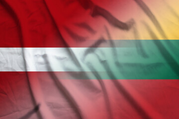 Latvia and Lithuania national flag transborder contract LTU LVA