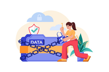 Confidential documents security Illustration concept. Flat illustration isolated on white background