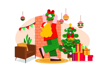 Merry Christmas Illustration concept. Flat illustration isolated on white background