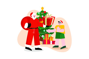 Merry Christmas Illustration concept. Flat illustration isolated on white background