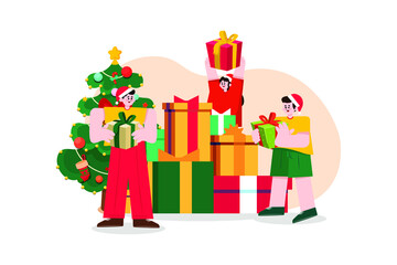 Merry Christmas Illustration concept. Flat illustration isolated on white background