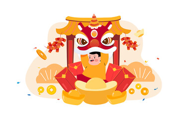 Chinese New Year Illustration concept. Flat illustration isolated on white background
