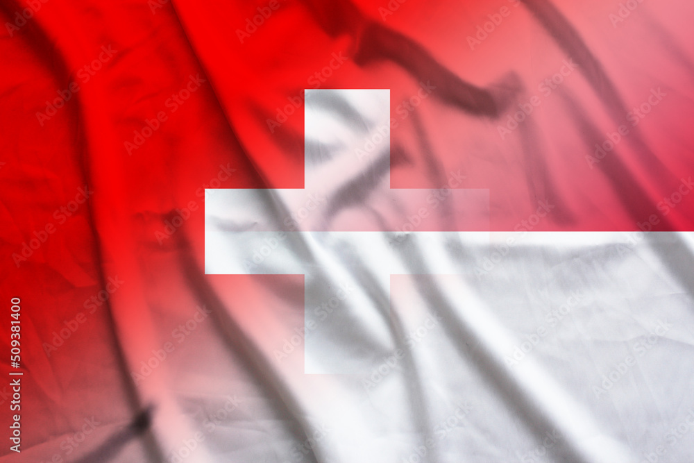 Wall mural Switzerland and Monaco state flag international negotiation MCO CHE