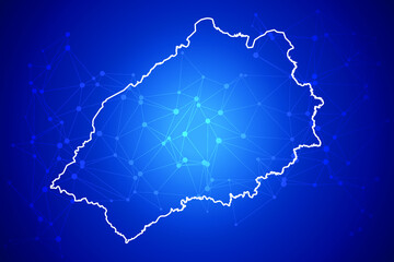 St Helena Map Technology with network connection background