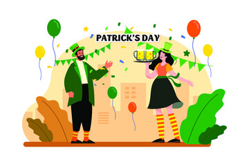 St. Patrick’s Day Illustration concept. Flat illustration isolated on white background