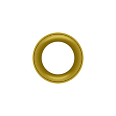 Round metal grommet in golden color, realistic vector illustration isolated on white background.