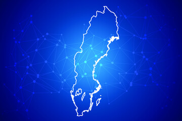 Sweden Map Technology with network connection background