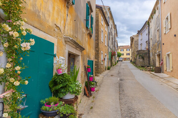 Fototapeta na wymiar Streets of Momjan town in Istra, Croatia