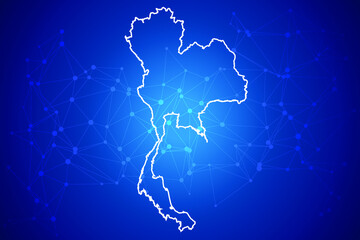  Thailand Map Technology with network connection background