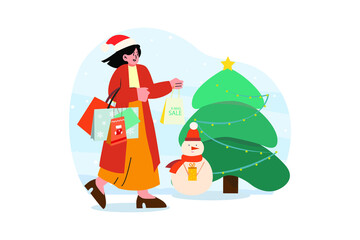 Merry Christmas Illustration concept. Flat illustration isolated on white background