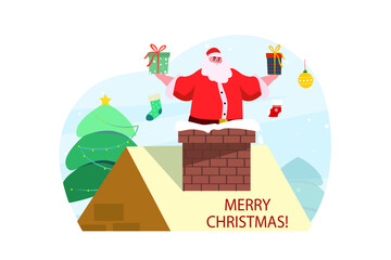 Merry Christmas Illustration concept. Flat illustration isolated on white background