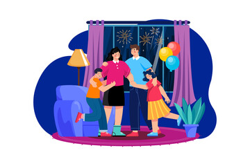 New year’s Eve Illustration concept. Flat illustration isolated on white background