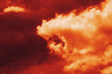 The red sky background looked like smoke and fire. bomb Violent. for wallpaper, backdrop and design.