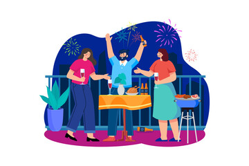 New year’s Eve Illustration concept. Flat illustration isolated on white background