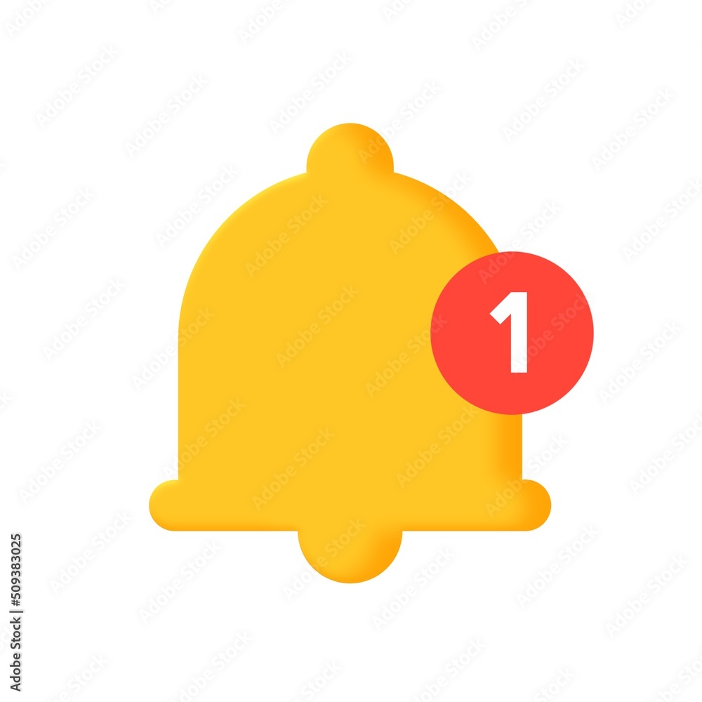 Poster 3d empty reminder popup, push notification icon. reminder popup bell notification alert or alarm ico